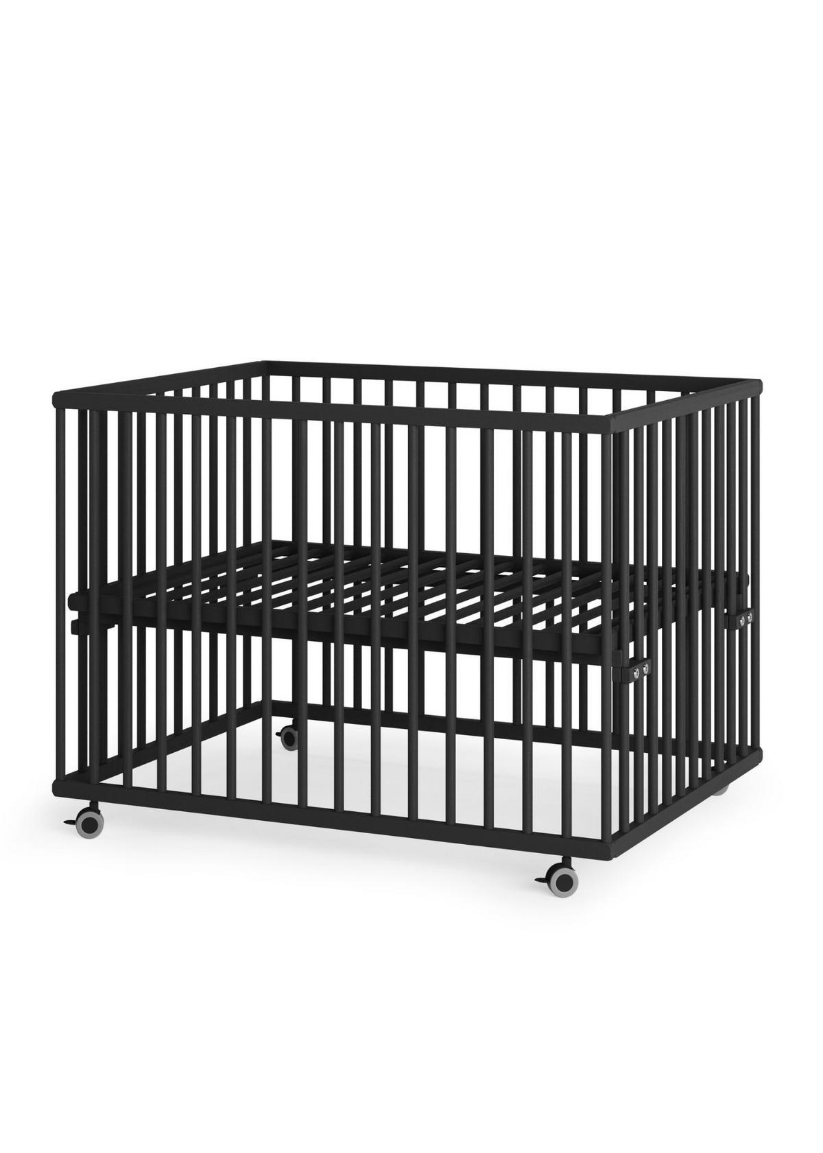 LAUFGITTER 75x100 cm mit Lattenrost - Black Edition - Premium Kollektion - Schwarz, Holz (100/74/75cm) - Sämann – make a difference.