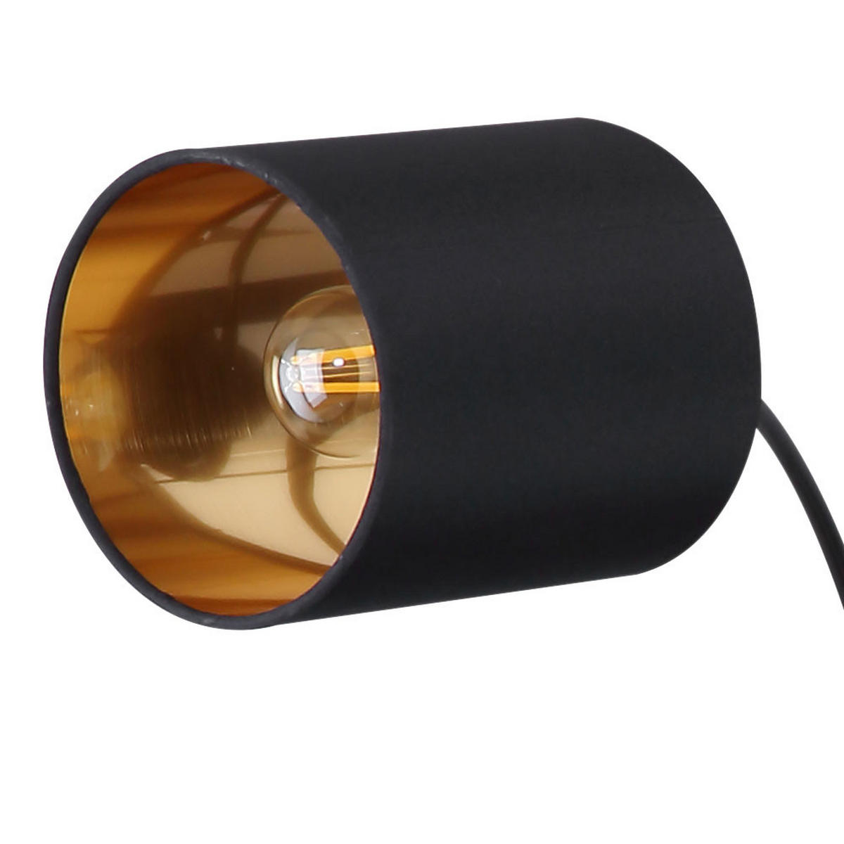 LED STEHLEUCHTE Schwarz Gold Textilschirme - Schwarz, Metall (74/70/204cm) - Globo Lighting