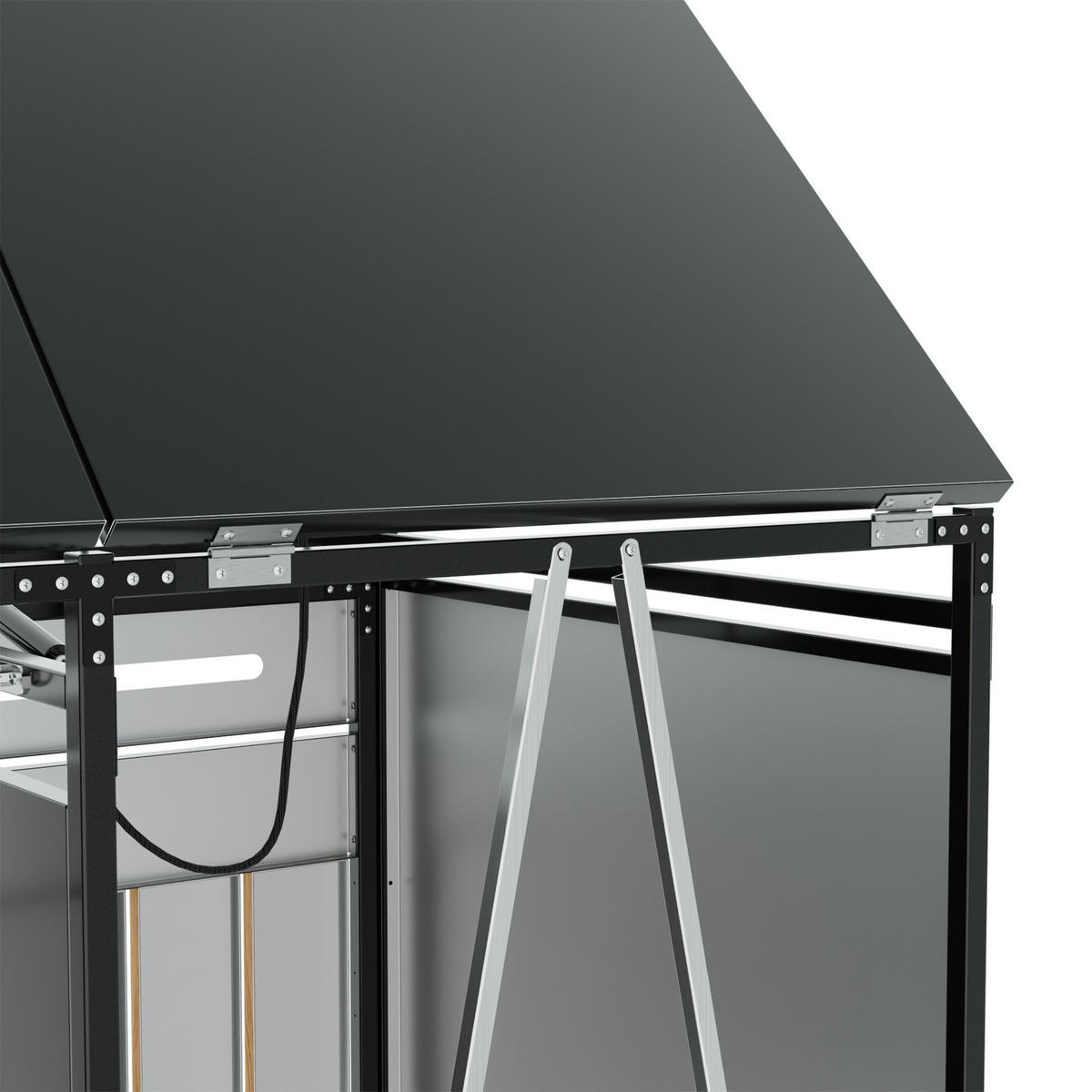 MÜLLTONNENBOX Holzoptik hydraulisch abschließbar Belüftung - Schwarz, Metall (79/116/131cm) - FLIEKS