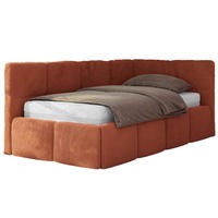 JUGENDBETT ARVO 90/200 - Orange Plüsch - Pocket-Matratze - Rechts Seite - Orange, Textil (90/200cm) - MKS