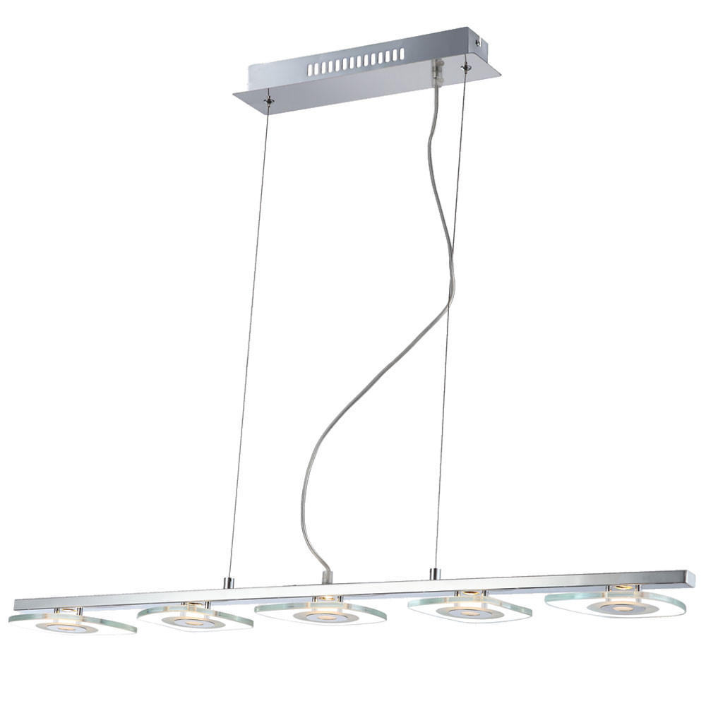 LED HÄNGELEUCHTE ZARIMA Chrom Silber - Silberfarben, Glas (90/13/150cm) - Globo Lighting