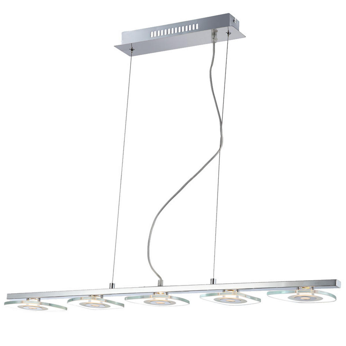 LED HÄNGELEUCHTE Chrom Glas satiniert Silber - Silberfarben, Glas (90/13/150cm) - Globo Lighting