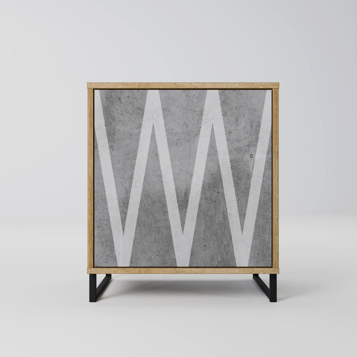 SIDEBOARD SOLID ZIG ZAG, Eichefarben, 57,5x42x70,5 cm, Schwarze Metall-Sternfüße - Eichefarben/Multicolor, Holzwerkstoff/Metall (57.5/70.5/42cm) - SpaceRebels