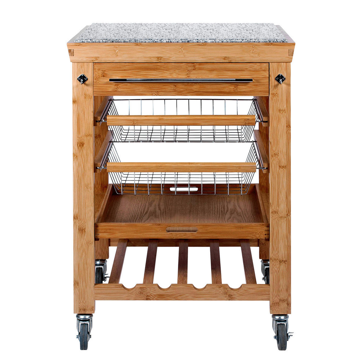 SERVIERWAGEN Rolling Stone - Braun, Holz/Stein (64/92/54cm) - Butlers
