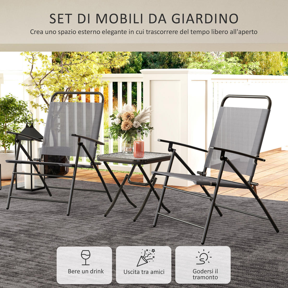GARTEN-BEISTELLTISCHSET Grau 3 Stück - Grau, Naturmaterialien (70/64/87cm) - GiPP