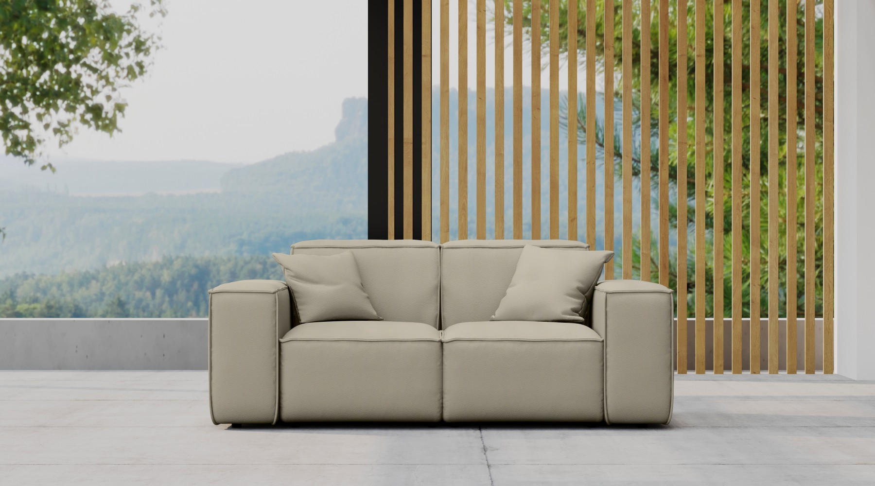 GARTENSOFA Gartenmöbel MALIBU 2 Sitzer Stoff Odyssey Dunkelbeige - Beige, Holz (186/73/88cm) - Kaiser Möbel