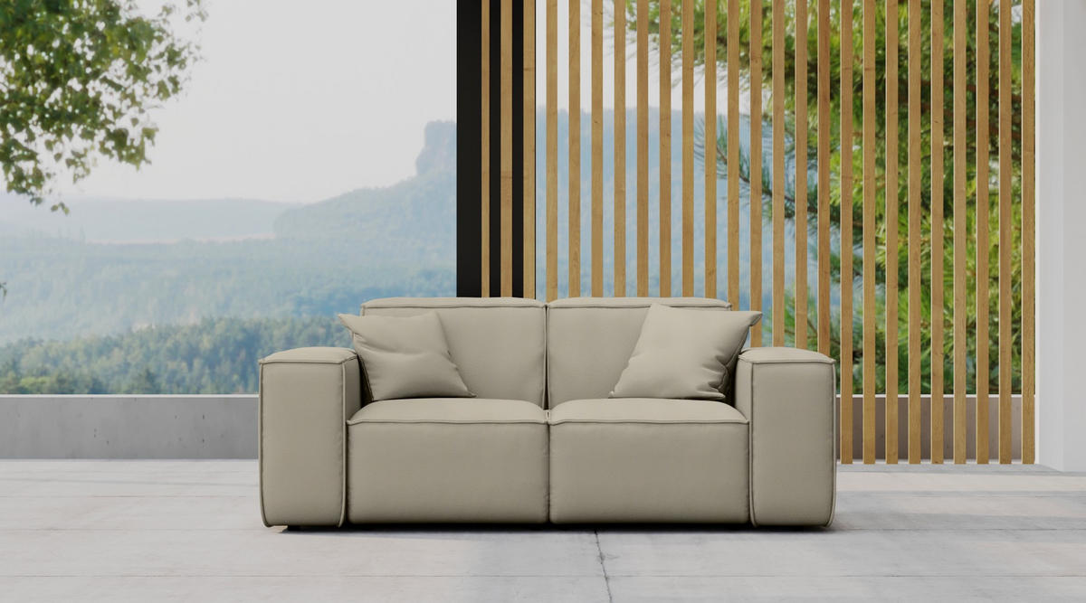 GARTENSOFA Gartenmöbel MALIBU 2 Sitzer Stoff Odyssey Dunkelbeige - Beige, Holz (186/73/88cm) - Kaiser Möbel