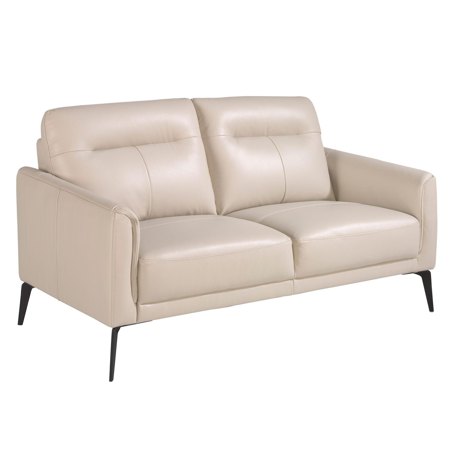 SOFA 2-sitzer ledersofa grau taupe 152/88/87 cm - Dunkelgrau/Schwarz, Leder (152/87/88cm) - ANGEL CERDA