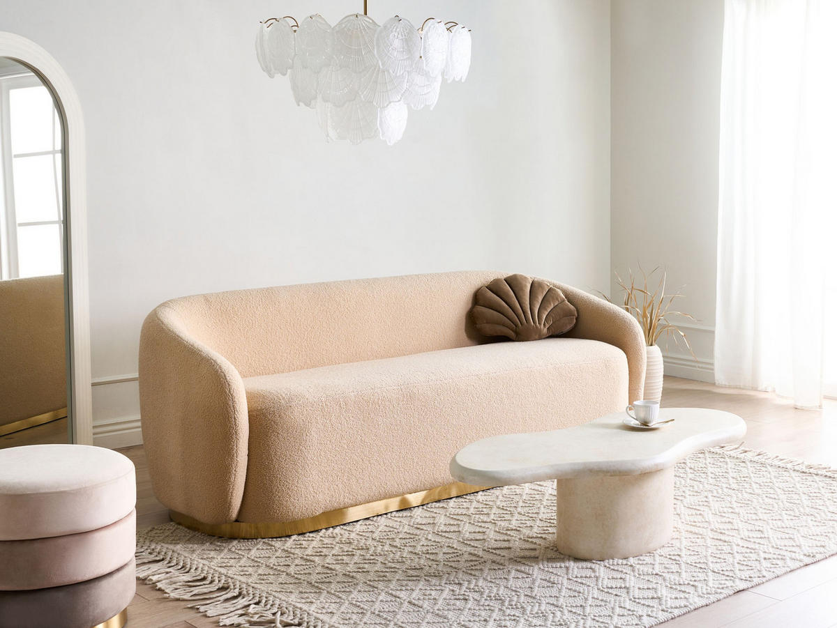 POHOVKA 2-místná Bouclé Béžová Sipo - béžová, textil (206/74/75cm) - Beliani