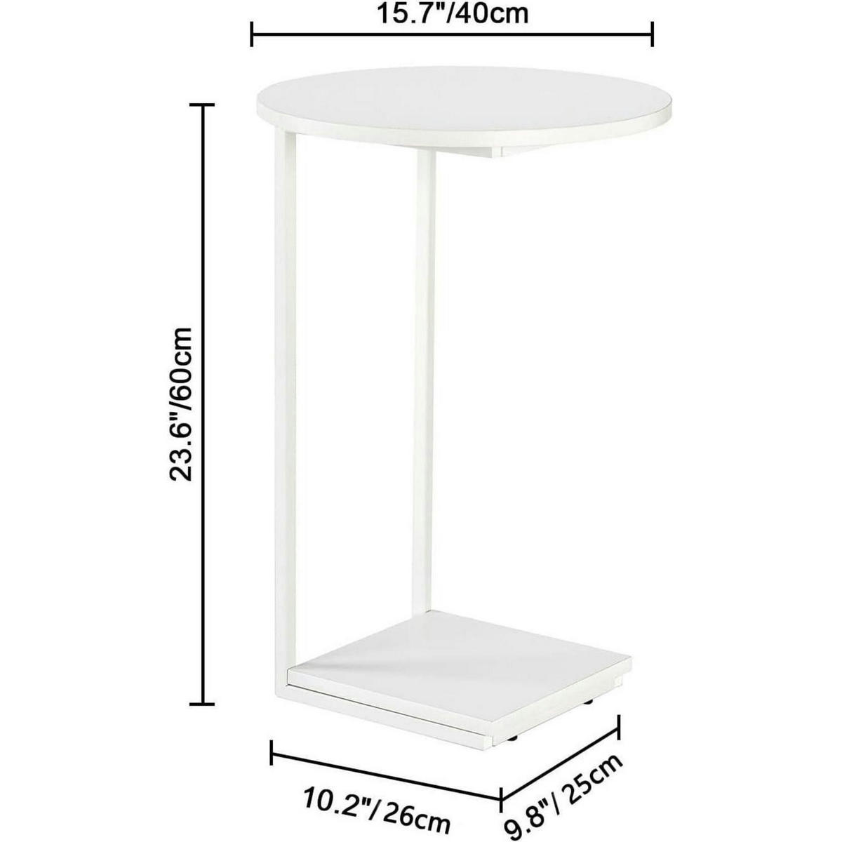 BEISTELLTISCH C-Form Weiß 40 x 40 x 60 cm - Weiß, Metall (40/40/60cm)