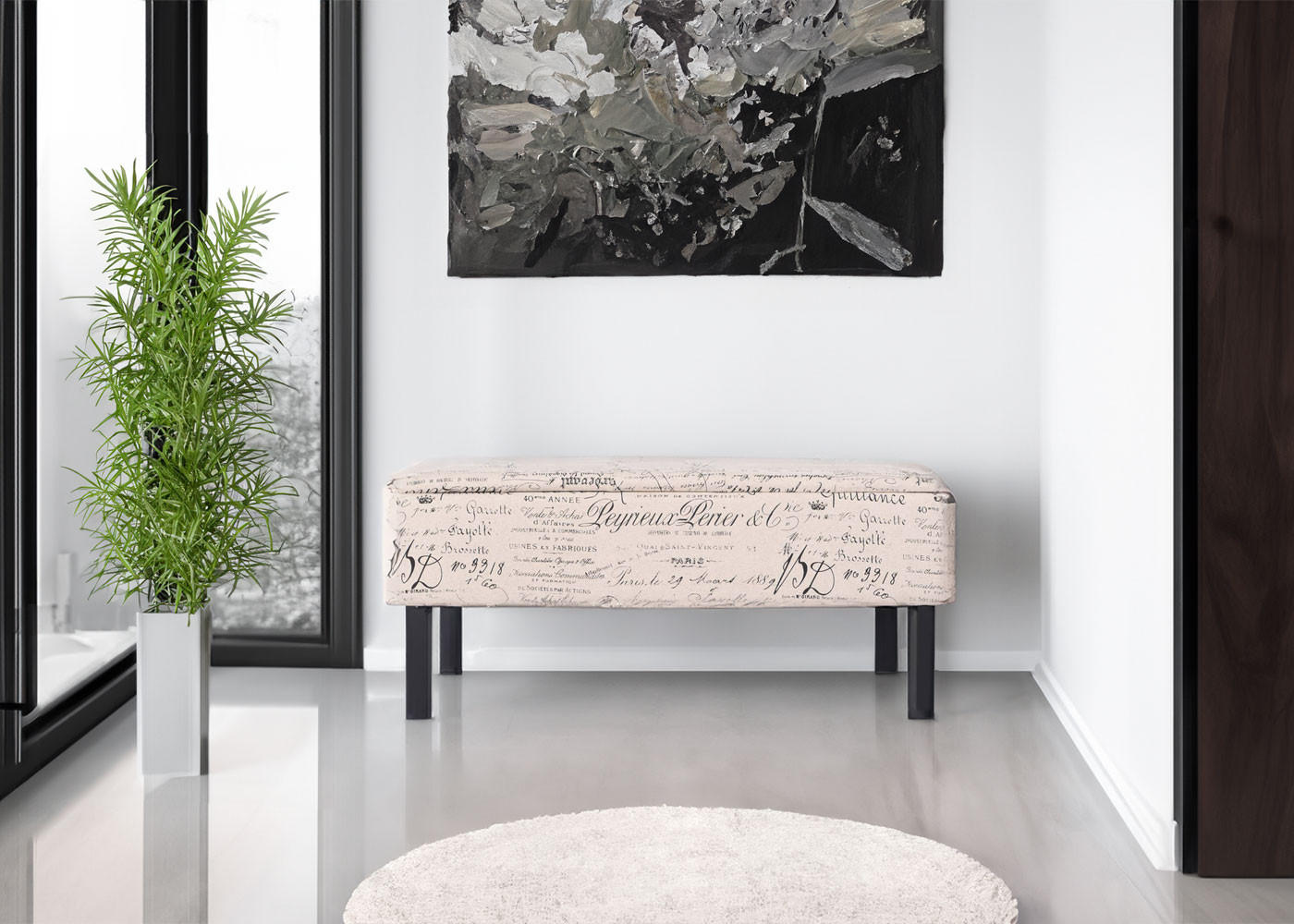 SITZBANK RENENS SCHWARZ Weiß, Schwarz - Schwarz/Weiß, Textil (36/44/95cm) - MCW
