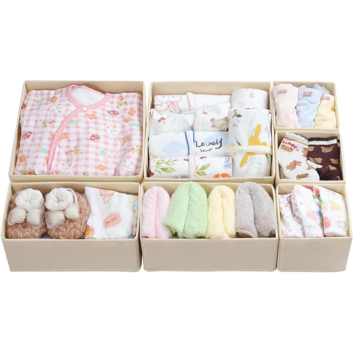 SCHUBLADEN Organizer 7er Set Beige - Beige, Textil (28/12/28cm)