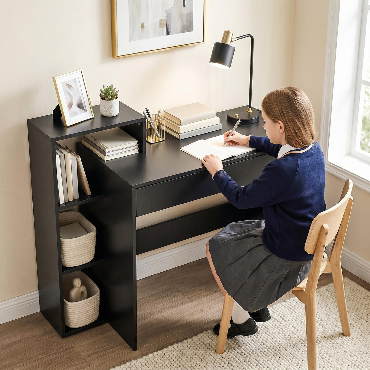 BÜROTISCH Schwarz 1 Stück - Schwarz, Holzwerkstoff (40/100/90cm) - GiPP