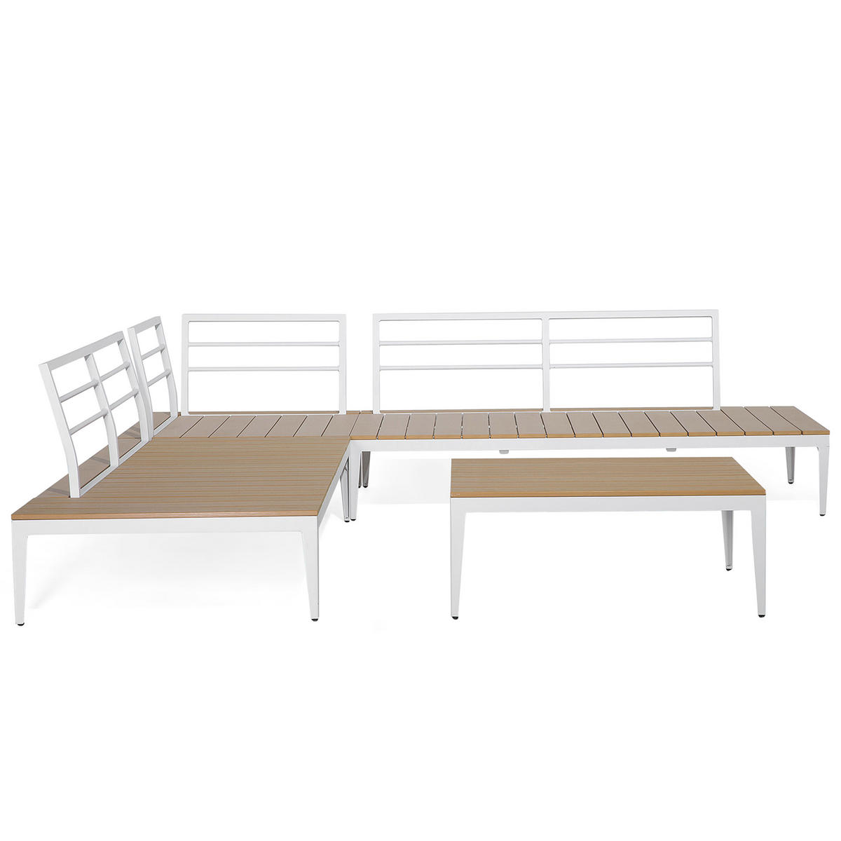 LOUNGE-SET 4-Sitzer grau Positano - Grau, Holzwerkstoff - Beliani