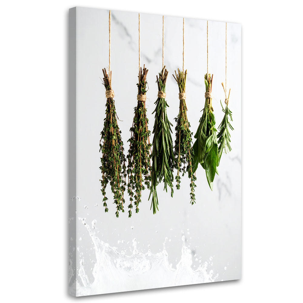 LEINWANDBILD Kräuter Gewürze Pflanzen 60x90cm - Weiß, Textil (60/90cm) - Feeby