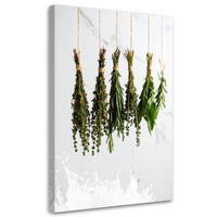 LEINWANDBILD Kräuter Gewürze Pflanzen 60x90cm - Weiß, Textil (60/90cm) - Feeby