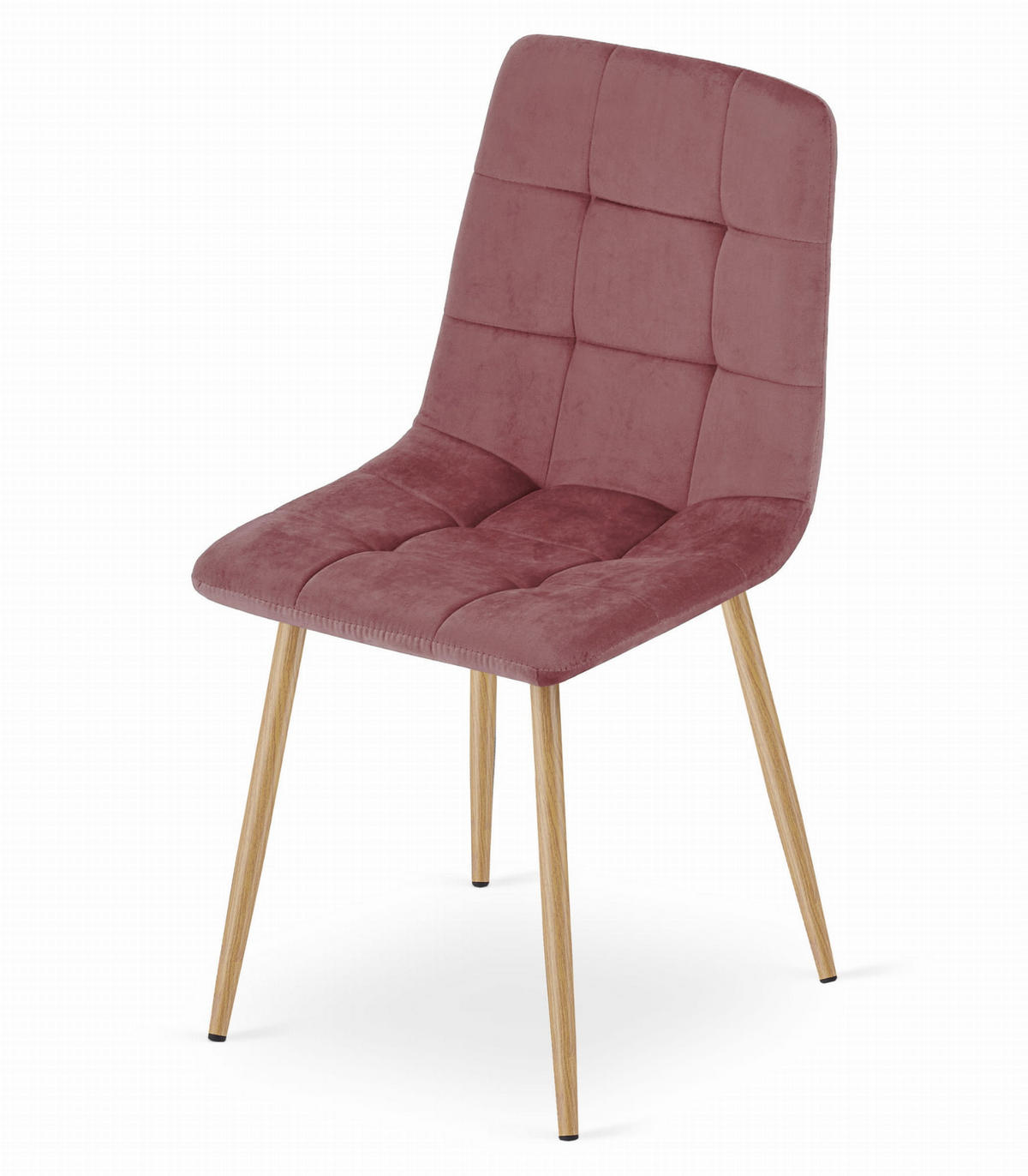 STUHL CETARA 4-er Set, Rosa, Metallbeine in Holzfarbe, mit Samtstoff gepolstert - Rosa, Textil/Metall (45/87/51cm) - Komodee