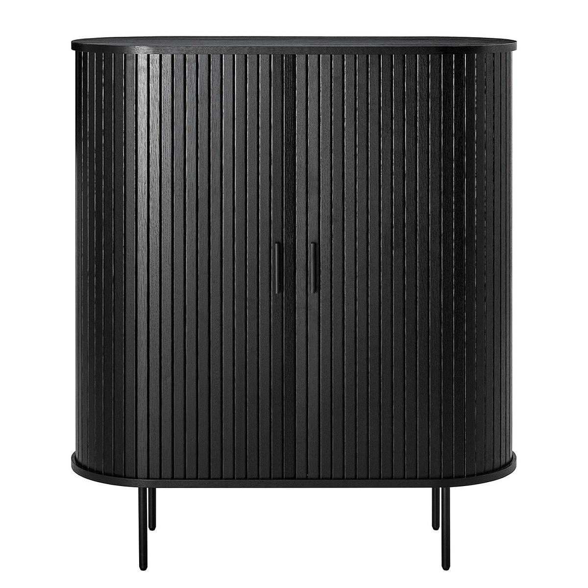 HIGHBOARD - MDF / Metall - Eiche - Eichefarben/Schwarz, Holzwerkstoff/Metall (100/118/40cm) - home24