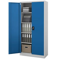 AKTENSCHRANK abschließbar KADO mit Flügeltüren 195x90x40cm Grau-Blau - Grau, Metall (90/195/40cm) - DELUKE