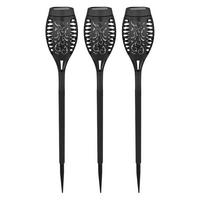 LED AUSSENLEUCHTE Solarleuchten Schwarz Feuereffekt 3er Set - Schwarz, Kunststoff (7.5/7.5/51cm) - Globo Lighting