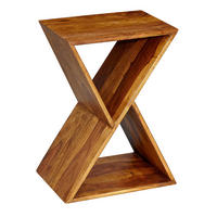 BEISTELLTISCH – Massivholz Braun X-Gestell mit 2 Ablagen - Braun, Holz (30/43/60cm) - KADIMA DESIGN