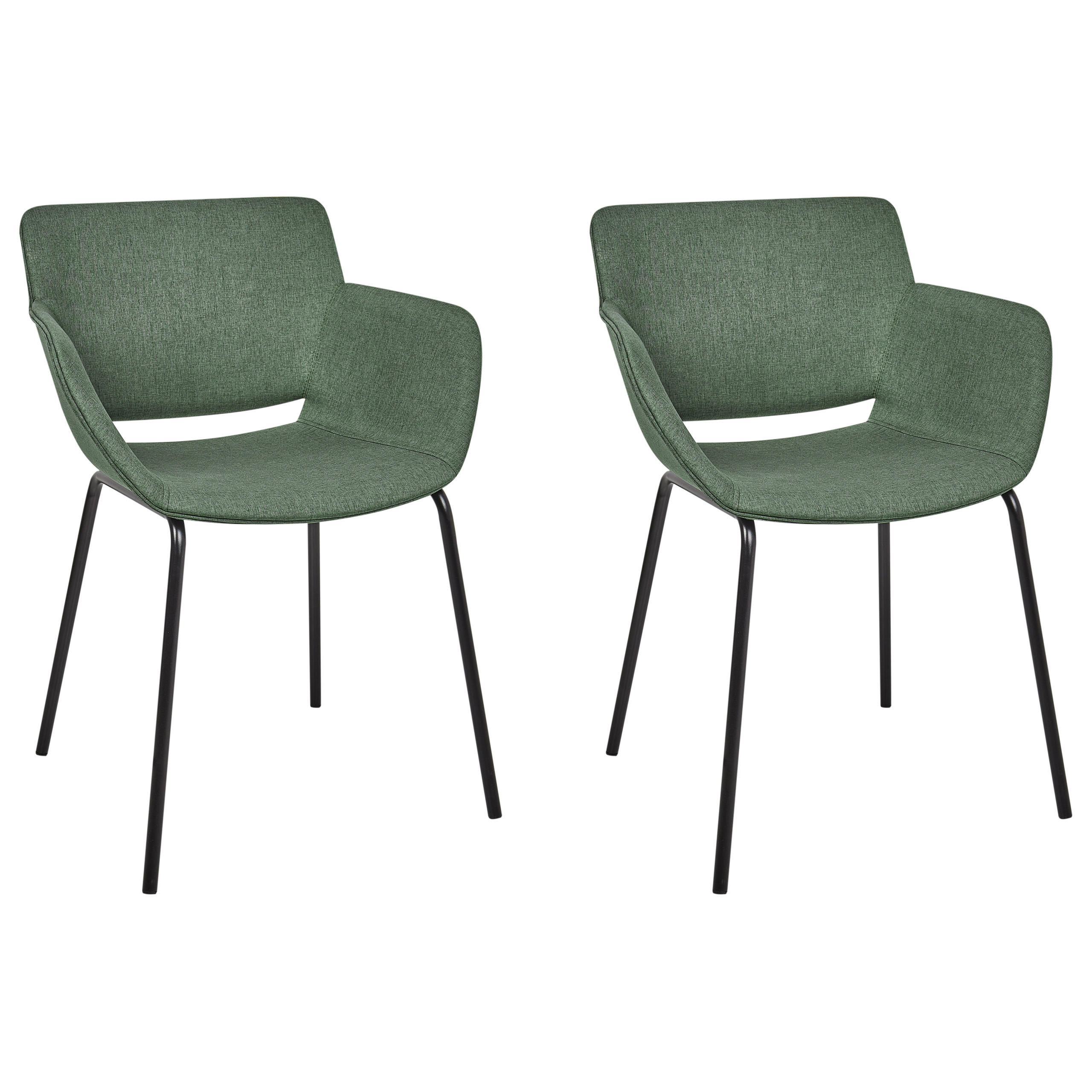 ESSZIMMERSTUHL 2er-Set Stoff Grün Axtel - Grün, Textil (60/81/52cm) - Beliani
