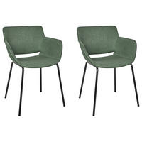 ESSZIMMERSTUHL 2er-Set Stoff Grün Axtel - Grün, Textil (60/81/52cm) - Beliani