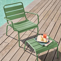 RELAXSESSEL MIT HOCKER, Kaktusgrünen - Grün, Metall (64/72/60cm) - Oviala