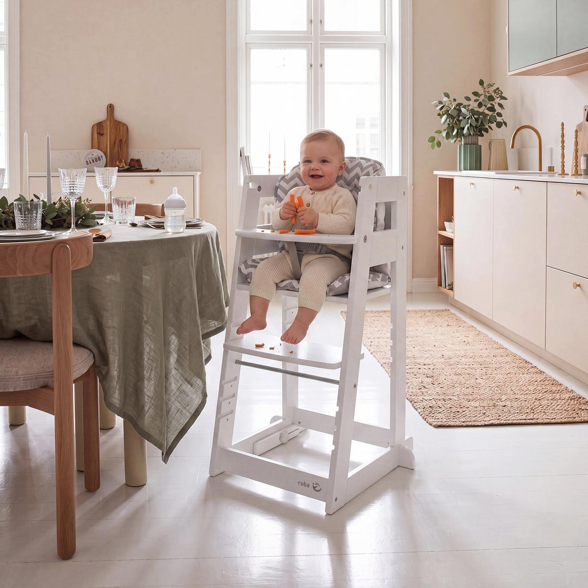 LERNTURM Sit & Step 2in1 - Weiß, Holzwerkstoff/Metall (53.5/88/51.5cm) - Roba