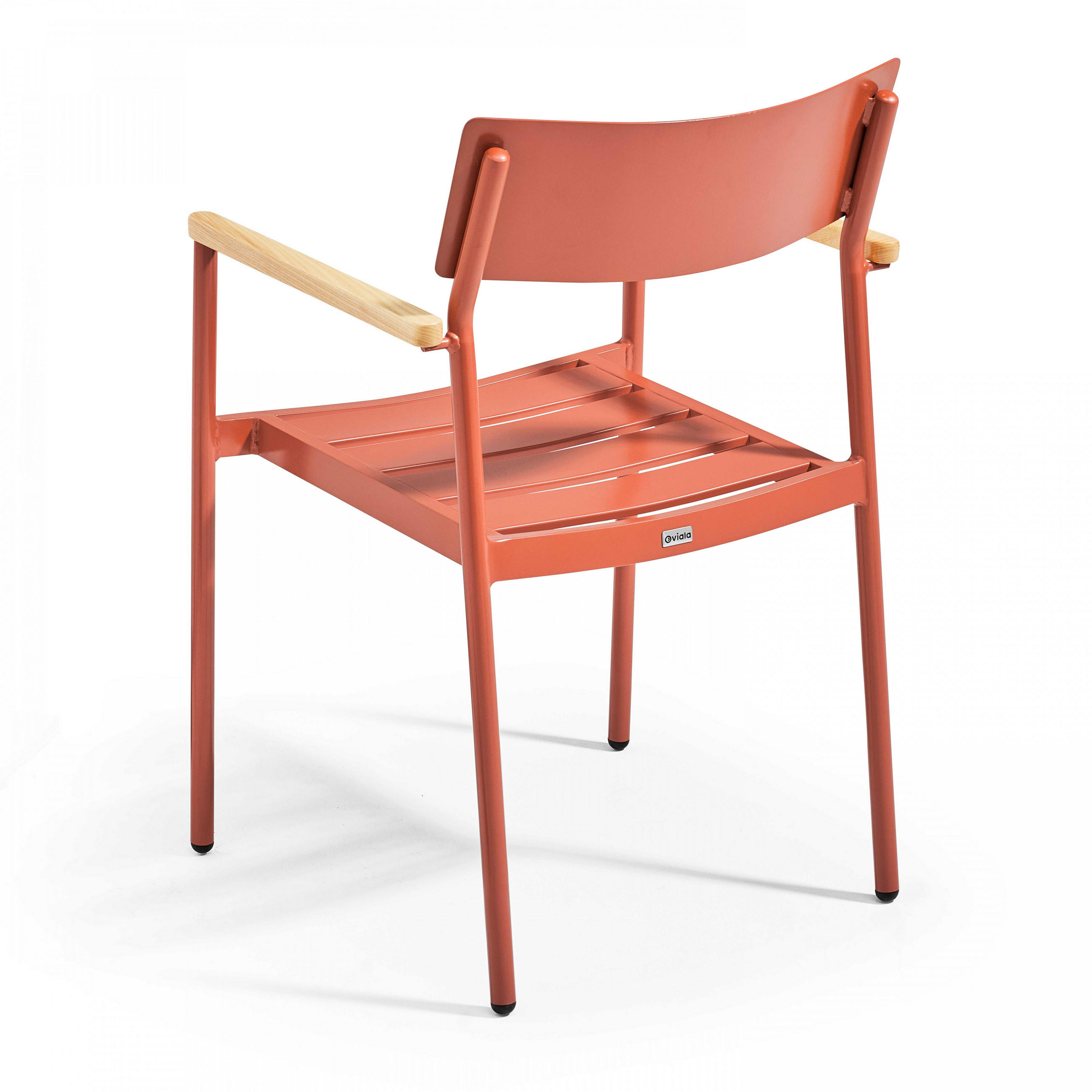 GARTENSTUHL, Holzfarbe und Terrakotta - Rot, Metall (56.5/86/55.5cm) - Oviala