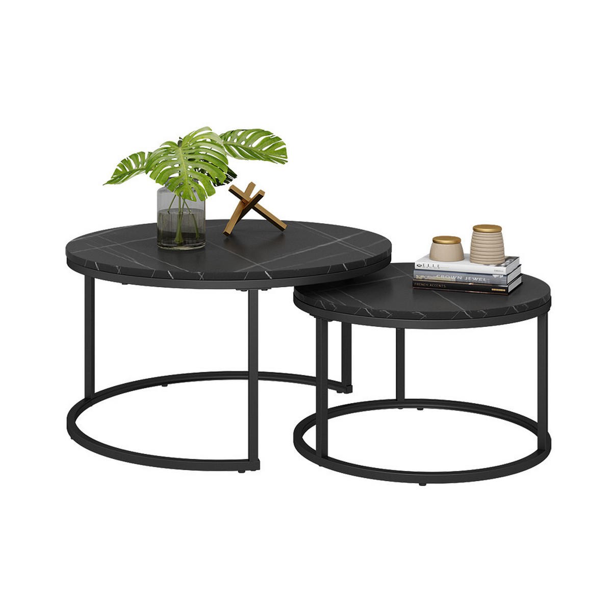 COUCHTISCH-SET Montreal Schwarz 77 x 40 cm 2 Teile - Schwarz, Holzwerkstoff (77/77/40cm) - Vicco