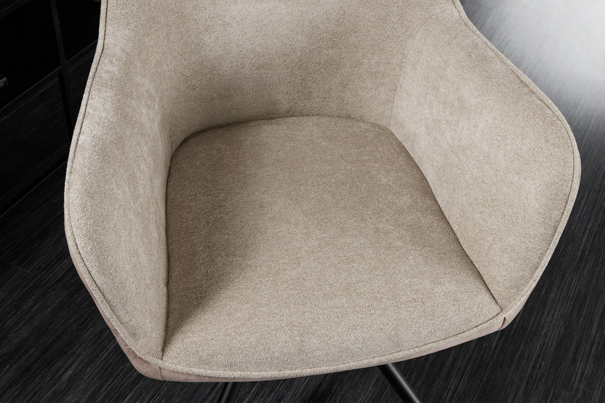 STUHL VERONA Samt Champagner 80 cm - Champagner/Schwarz, Textil/Metall (58/80/59cm) - riess-ambiente