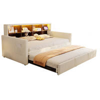 POLSTERBETT 90/180×190 cm Beige mit LED-Beleuchtung und USB- und Type-C-Anschlüssen - Beige, Textil (90/190cm) - Flora Grace