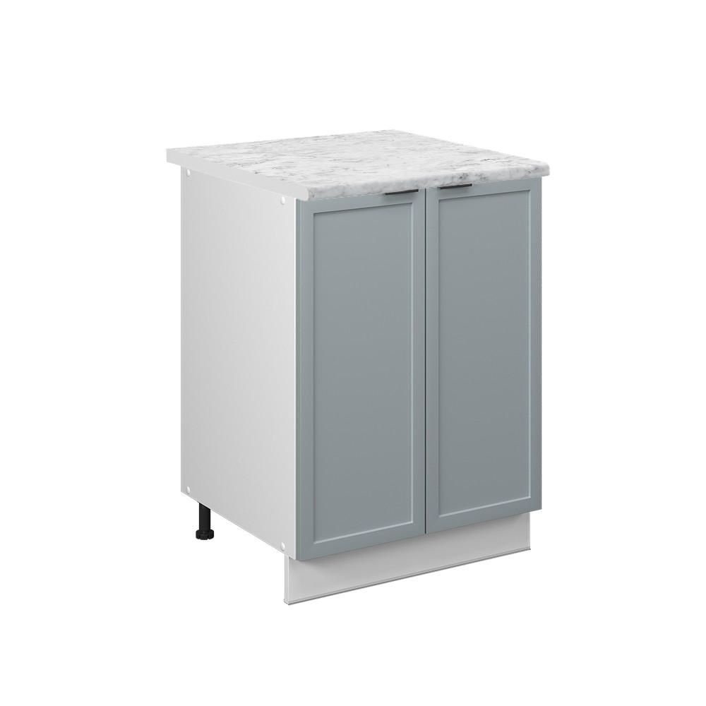 KÜCHENUNTERSCHRANK Fame-Line Hellblau-grau 60 cm, AP Marmor - Blaugrau/Weiß, Holzwerkstoff (60/82/60cm) - Vicco