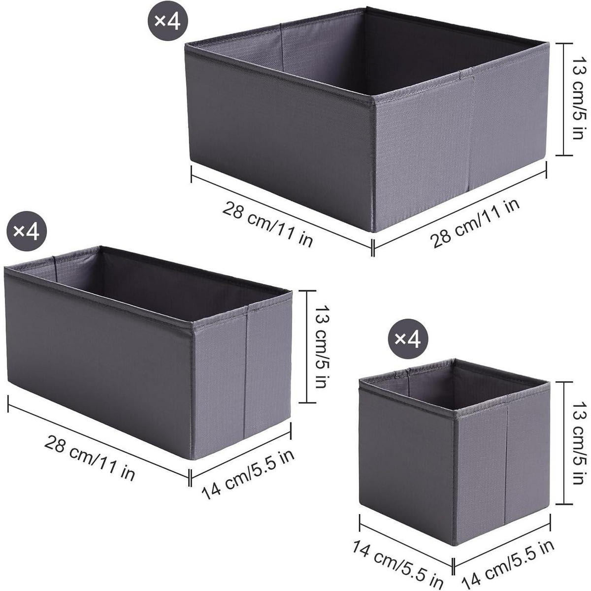 SCHUBLADEN Organizer 6er-Set, grau - Grau, Textil (28/13/28cm)