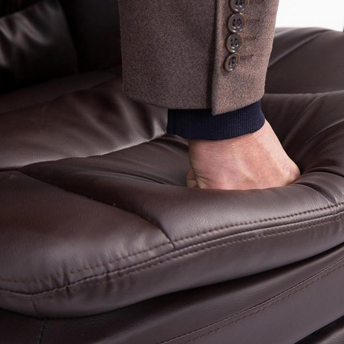 CHEFSESSEL Lederlook Braun - Chromfarben/Braun, Textil/Metall (67/112/67cm) - CLP