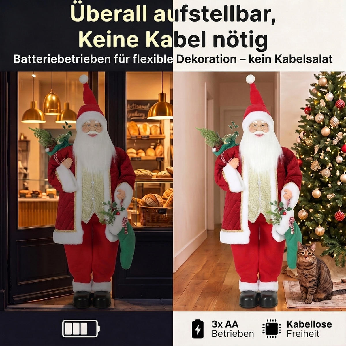 WEIHNACHTSMANN Polyester Rot - Rot, Textil (25/120/50cm) - HOMCOM
