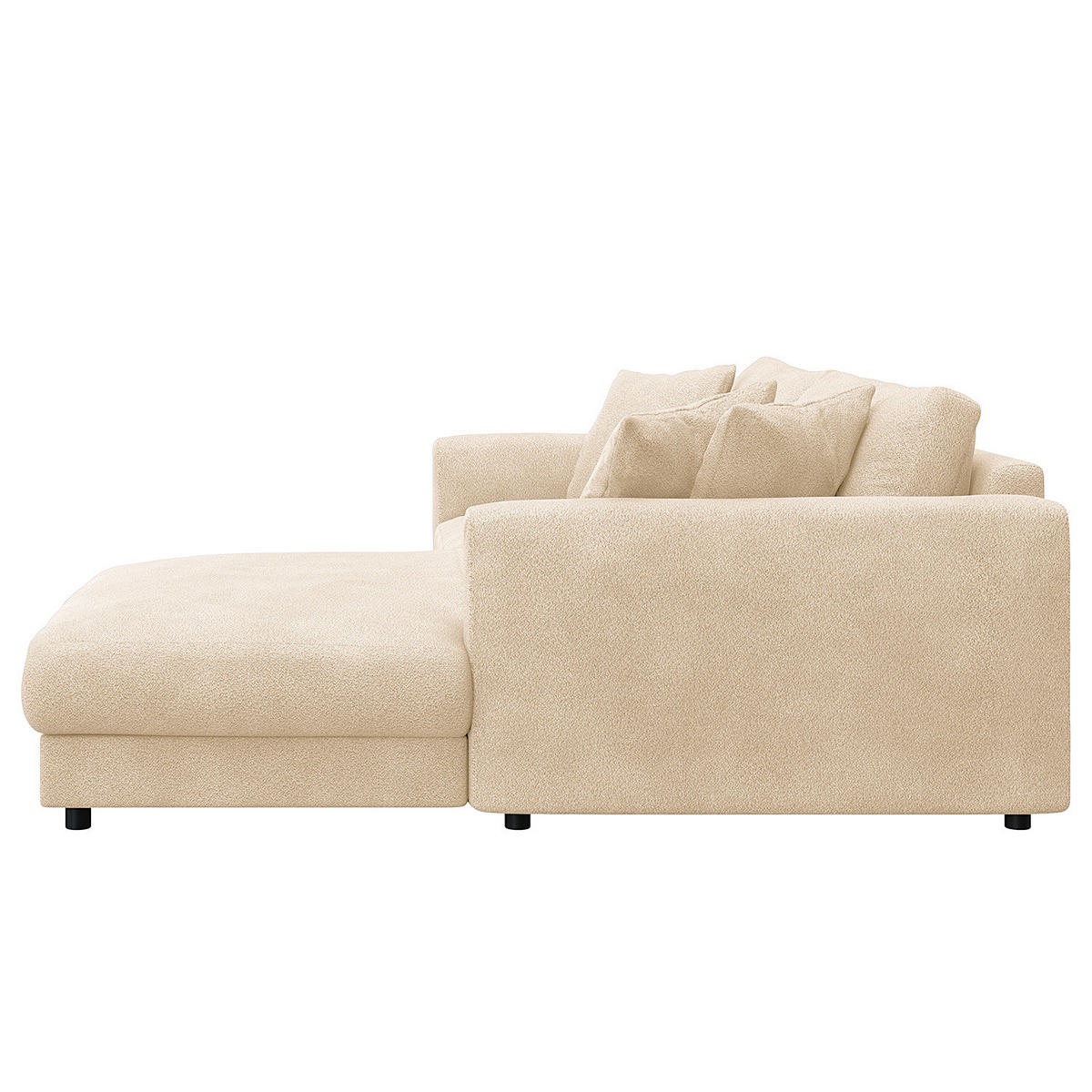 ECKSOFA mit Longchair - Beige/Schwarz, Holz/Kunststoff (238/183cm) - home24