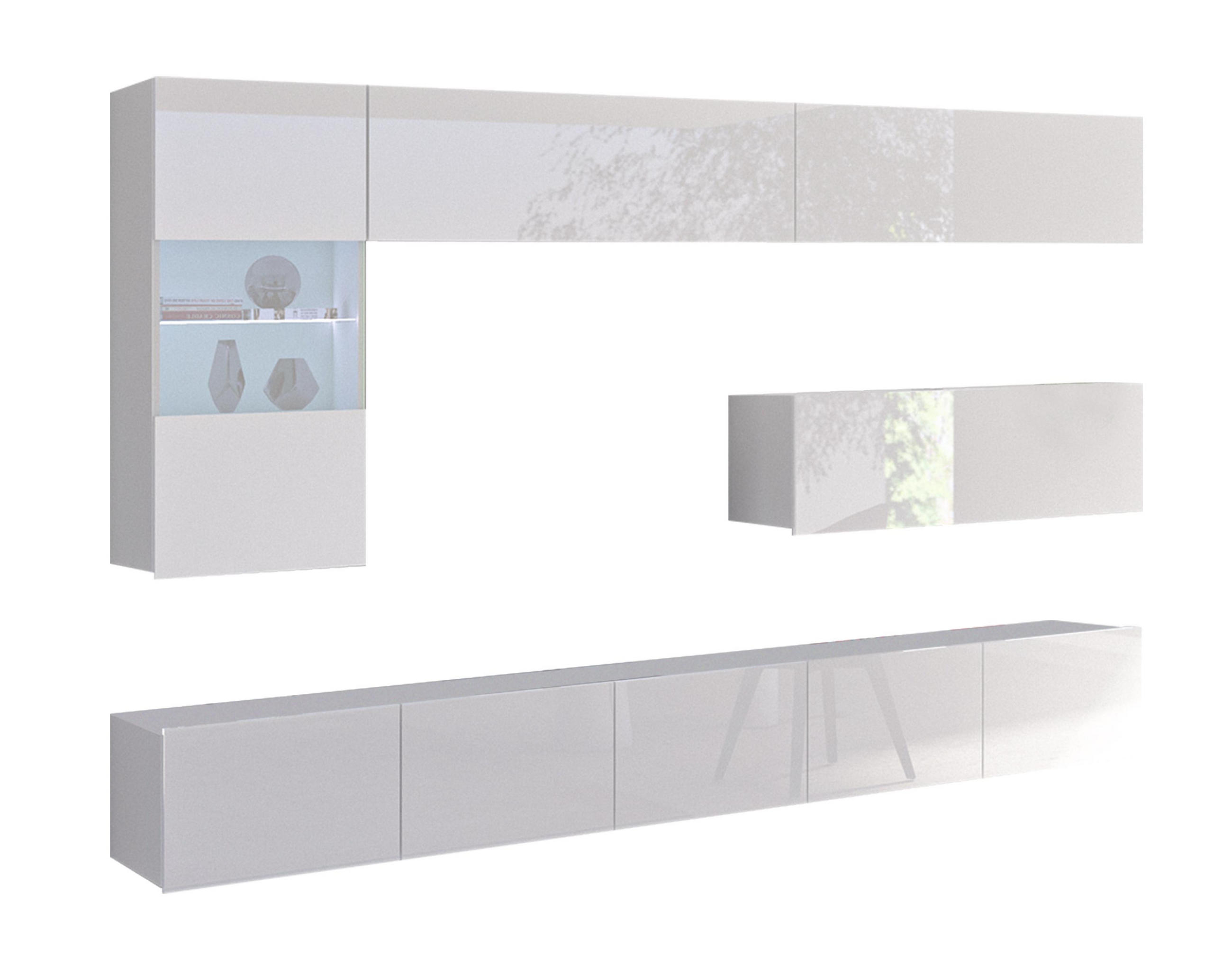 AX Living Wohnwand Weiß 255x142x43 cm