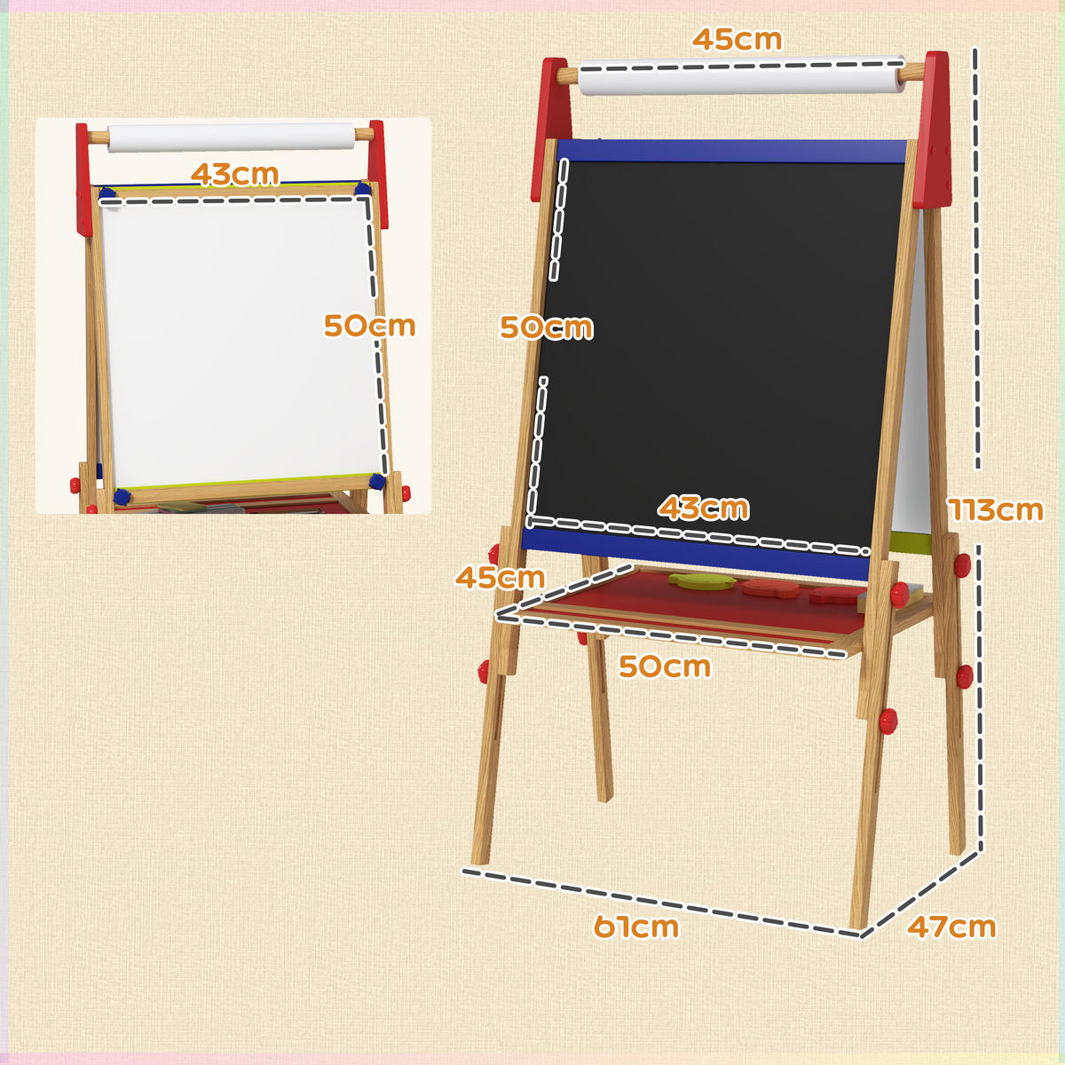 KINDERTAFEL - Naturfarben, Holzwerkstoff (47/113/61cm) - AIYAPLAY