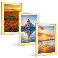 BILDER SET 3er Set - 40x60 cm Goldrahmen - Landschaften aus Bergen und Meeren im Westen - Goldfarben, Kunststoff (40/60cm) - TULUP