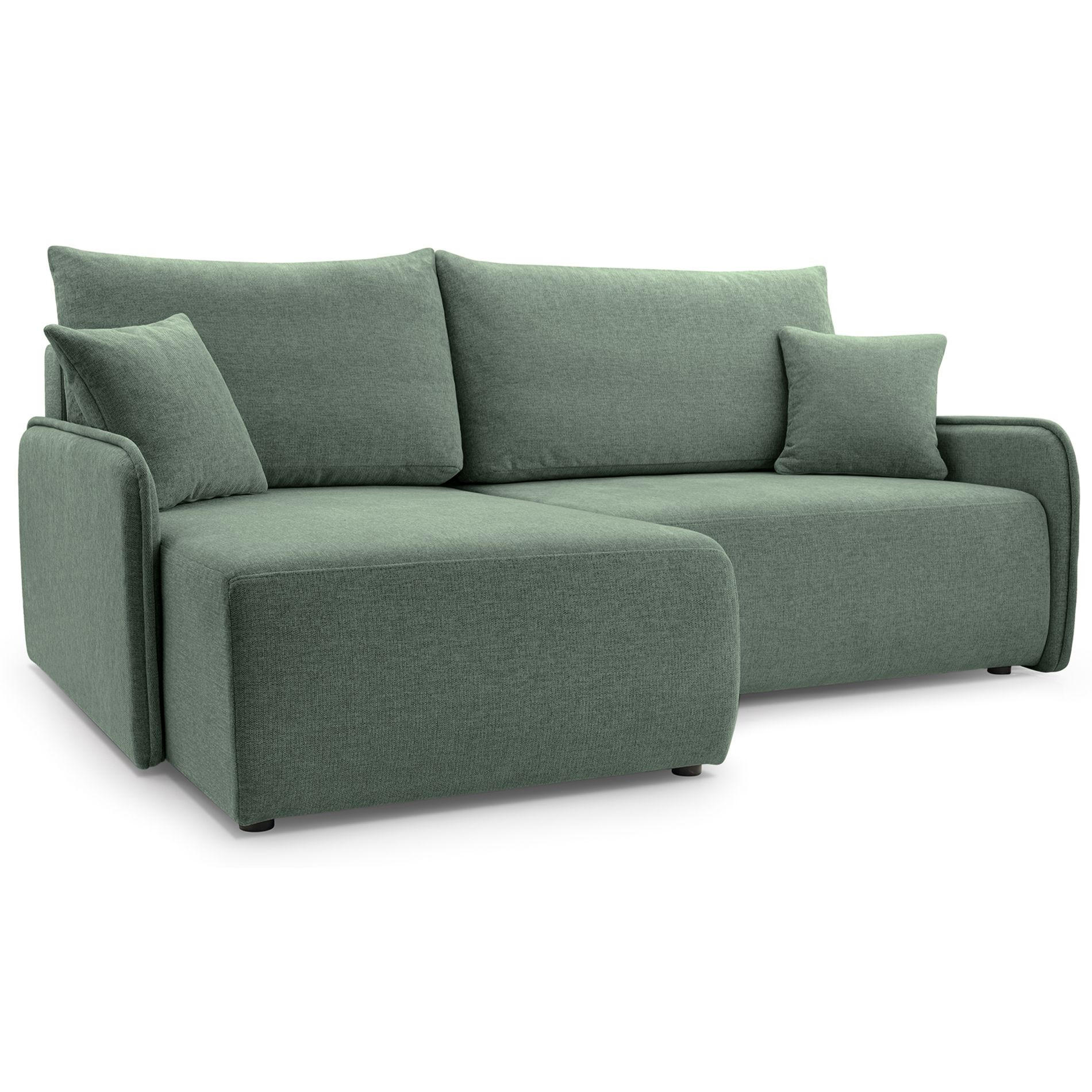 ECKSOFA Netarro, Salbeigrün Chenille, linksseitig - Schwarz/Hellgrün, Kunststoff/Textil (198/147cm) - Selsey