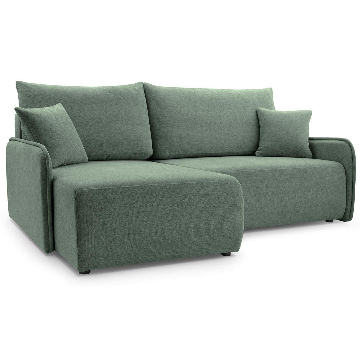 ECKSOFA Netarro, Salbeigrün Chenille, linksseitig - Schwarz/Hellgrün, Kunststoff/Textil (198/147cm) - Selsey