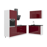 KUHINJA Fame-Line, Bordo visokog sjaja/Bijela, 220 x 120 cm, RP Antracit - bijela/bordo, drvni materijal (220/206.8/60cm) - Vicco