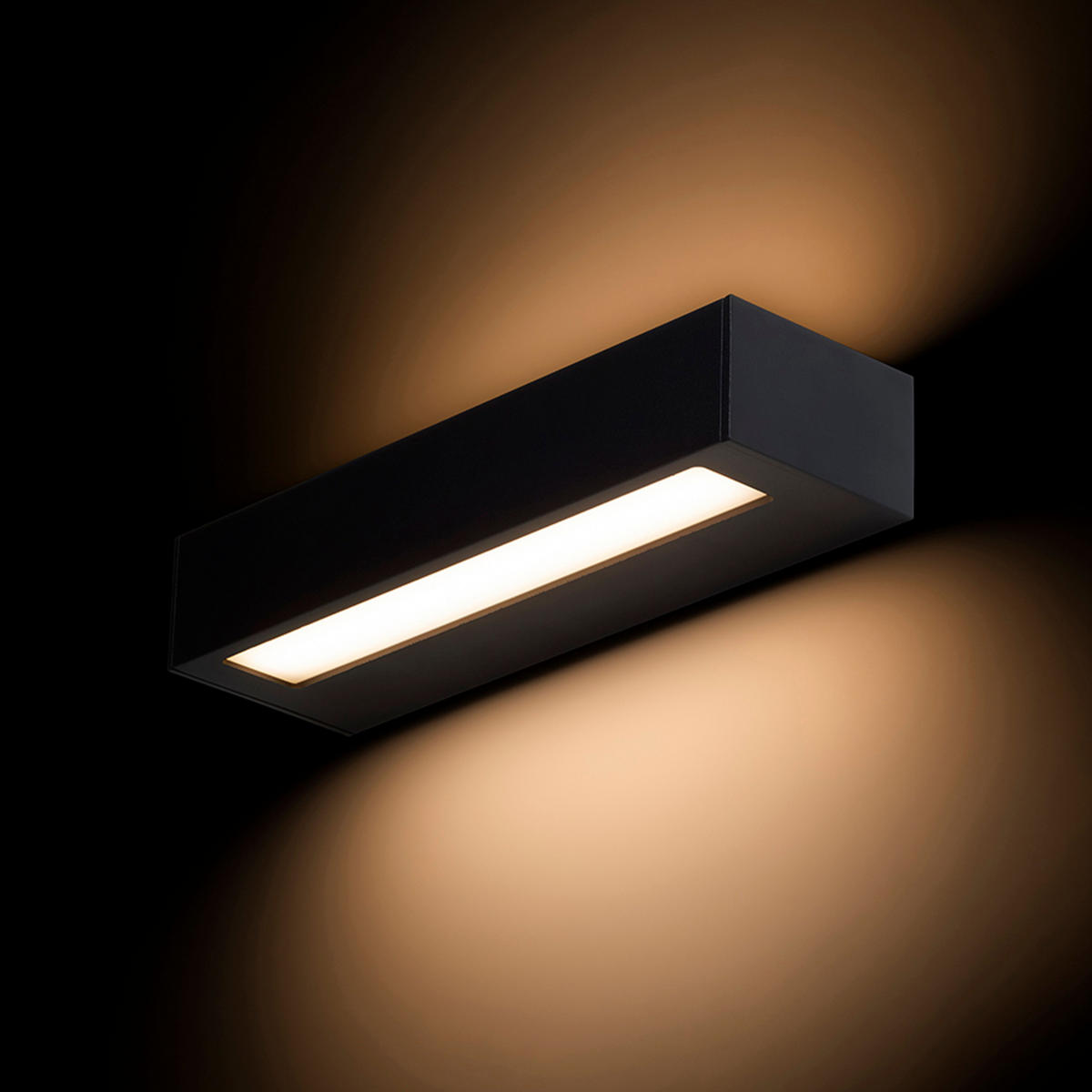 WANDLEUCHTE ASTER 25 schwarz milchfarbenes Acryl 12 W IP65 - Schwarz, Glas (7.6/25/4.6cm)