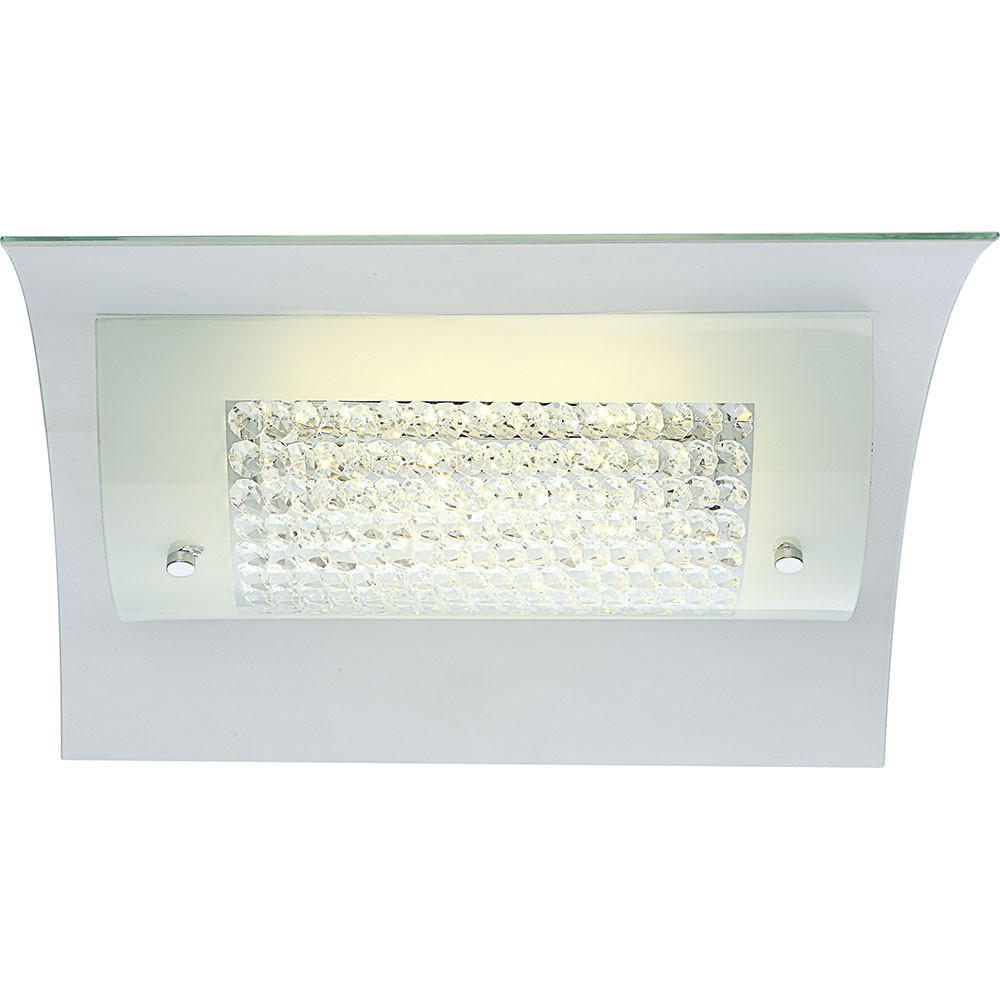 LED DECKENLEUCHTE Metall Kristalloptik Weiß - Weiß, Glas (35/34/10.5cm) - Globo Lighting