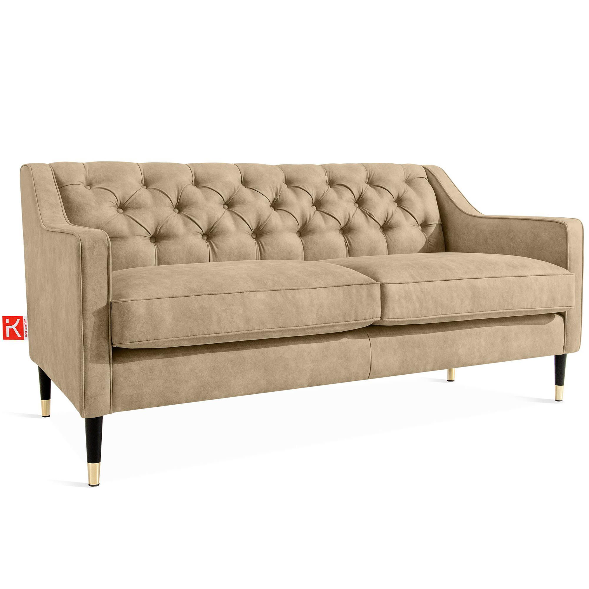 2-SITZER-SOFA NOMUS gesteppt, Hellbraun - Wengefarben/Hellbraun, Holzwerkstoff (170/78/80cm) - KONSIMO®