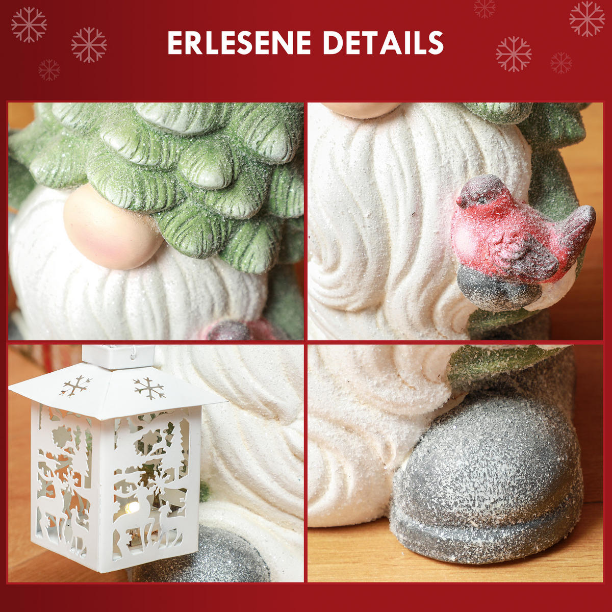 WEIHNACHTSFIGUR - Weiß/Grün, Metall (21/42/28cm) - HOMCOM