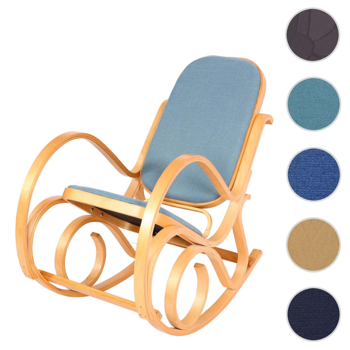 SCHAUKELSTUHL Eiche Dekor, Blau - Blau/Eichefarben, Holz (55/90/96cm) - Jamb