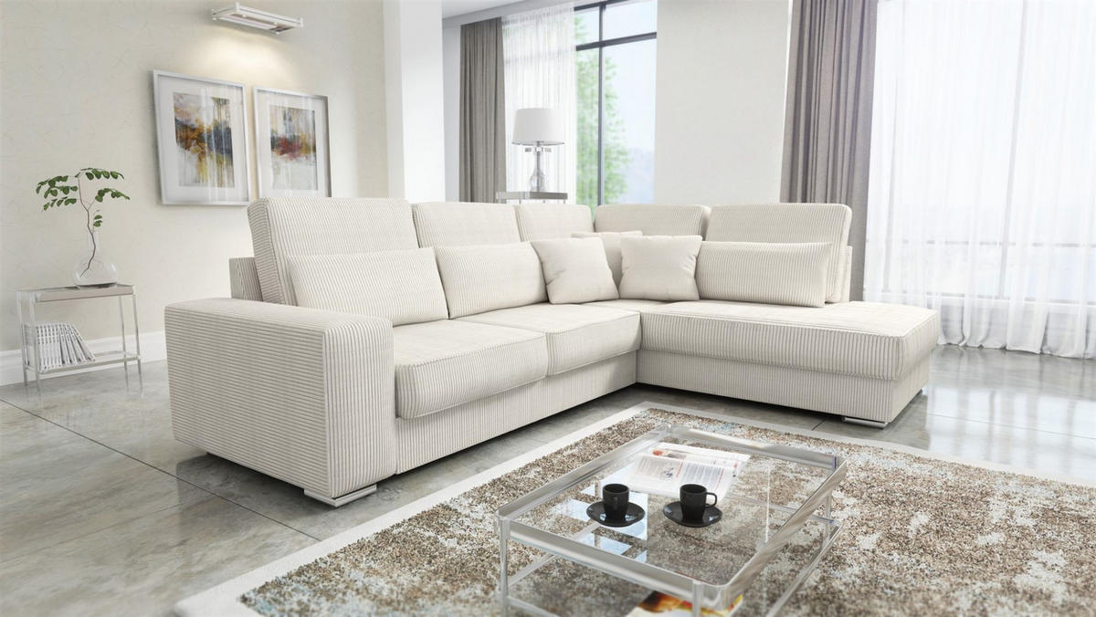 ECKSOFA Nevio Xl In Scala - Beige, Holzwerkstoff/Textil (312/226cm) - Fun Möbel